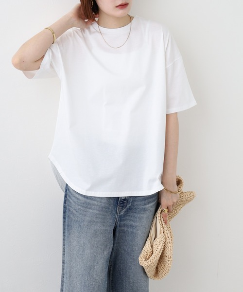 FUNALIVE(ファンアライブ)の「vingtrois 無地半袖Tシャツ(Tシャツ/カットソー・レディース・ブルー/ホワイト/グリーン・M)」の6枚目の写真
