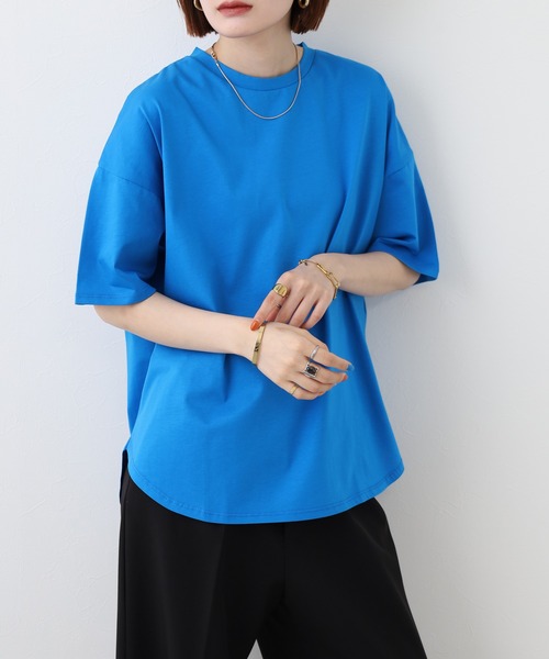 FUNALIVE(ファンアライブ)の「vingtrois 無地半袖Tシャツ(Tシャツ/カットソー・レディース・ブルー/ホワイト/グリーン・M)」の12枚目の写真