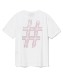ウィメンズヴィンテージハッシュタグ半袖Tシャツ（オフホワイト）