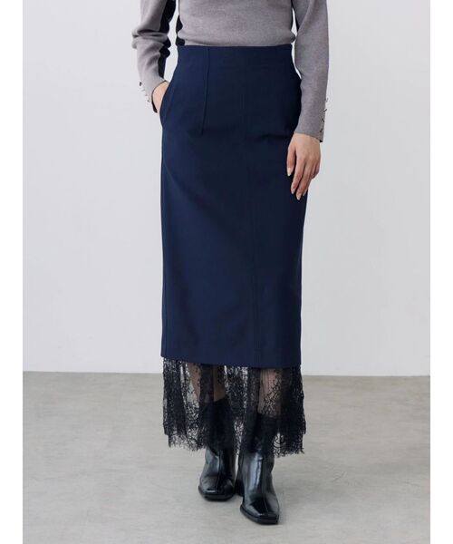 TONAL(トーナル)の「レースヘムタイトスカート(スカート・レディース・ネイビー/ボルドー/グレー・SMALL/MEDIUM)」の2枚目の写真
