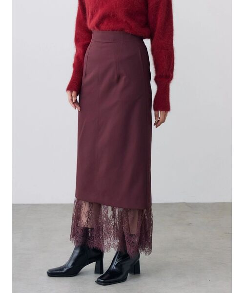 TONAL(トーナル)の「レースヘムタイトスカート(スカート・レディース・ネイビー/ボルドー/グレー・SMALL/MEDIUM)」の15枚目の写真