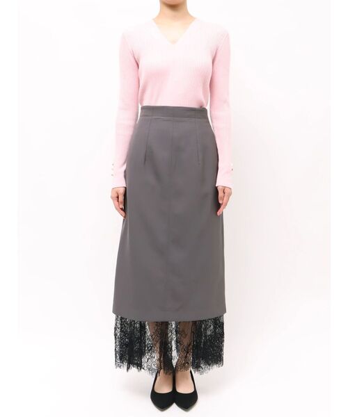 TONAL(トーナル)の「レースヘムタイトスカート(スカート・レディース・ネイビー/ボルドー/グレー・SMALL/MEDIUM)」の22枚目の写真