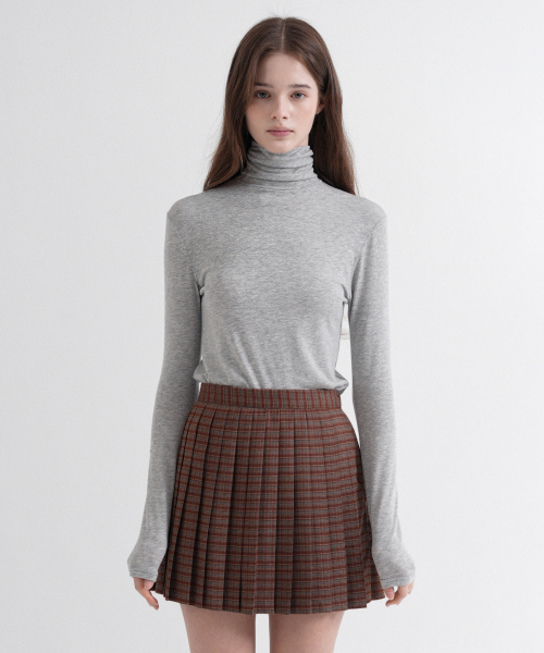 VLETI(ブレッティ)の「High Neck Span Slim T-Shirt (gray)(Tシャツ/カットソー・レディース・ライトグレー・FREE)」の1枚目の写真