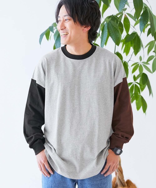 devirock(デビロック)の「綿100% お洗濯してもよれにくい ビッグシルエット 袖リブ 大人 長袖Tシャツ(スムースタッチ)(Tシャツ/カットソー・レディース・ブラック/ブルー系3/ブラック系その他/ピンク系1/ダークグリーン/グリーン系/アイボリー/ピンク系2/グレー系その他/ホワイト・M/L/LL)」の5枚目の写真