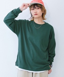 綿100% お洗濯してもよれにくい ビッグシルエット 袖リブ 大人 長袖Tシャツ(スムースタッチ)