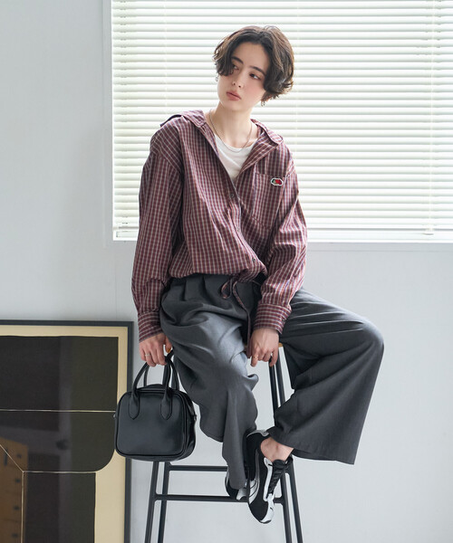 FREAK'S STORE(フリークスストア)の「FRUIT OF THE LOOM×FREAK'S STORE/フルーツオブザルーム 別注 フード付きシャツ/チェックシャツ(シャツ/ブラウス・レディース・ブラック/ブラウン/ブルー・フリ-)」の10枚目の写真