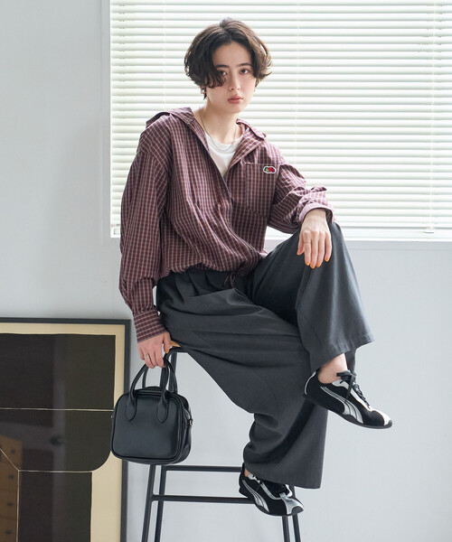 FREAK'S STORE(フリークスストア)の「FRUIT OF THE LOOM×FREAK'S STORE/フルーツオブザルーム 別注 フード付きシャツ/チェックシャツ(シャツ/ブラウス・レディース・ブラック/ブラウン/ブルー・フリ-)」の11枚目の写真