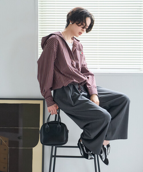 FREAK'S STORE(フリークスストア)の「FRUIT OF THE LOOM×FREAK'S STORE/フルーツオブザルーム 別注 フード付きシャツ/チェックシャツ(シャツ/ブラウス・レディース・ブラック/ブラウン/ブルー・フリ-)」の12枚目の写真