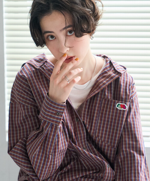 FREAK'S STORE(フリークスストア)の「FRUIT OF THE LOOM×FREAK'S STORE/フルーツオブザルーム 別注 フード付きシャツ/チェックシャツ(シャツ/ブラウス・レディース・ブラック/ブラウン/ブルー・フリ-)」の19枚目の写真