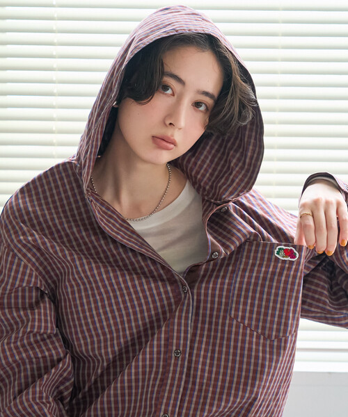 FREAK'S STORE(フリークスストア)の「FRUIT OF THE LOOM×FREAK'S STORE/フルーツオブザルーム 別注 フード付きシャツ/チェックシャツ(シャツ/ブラウス・レディース・ブラック/ブラウン/ブルー・フリ-)」の20枚目の写真
