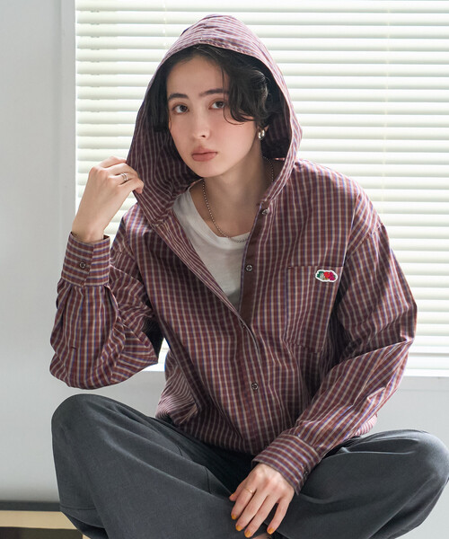 FREAK'S STORE(フリークスストア)の「FRUIT OF THE LOOM×FREAK'S STORE/フルーツオブザルーム 別注 フード付きシャツ/チェックシャツ(シャツ/ブラウス・レディース・ブラック/ブラウン/ブルー・フリ-)」の21枚目の写真