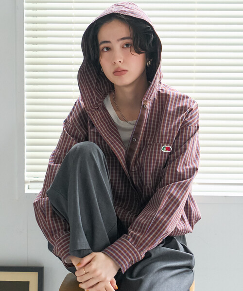 FREAK'S STORE(フリークスストア)の「FRUIT OF THE LOOM×FREAK'S STORE/フルーツオブザルーム 別注 フード付きシャツ/チェックシャツ(シャツ/ブラウス・レディース・ブラック/ブラウン/ブルー・フリ-)」の22枚目の写真