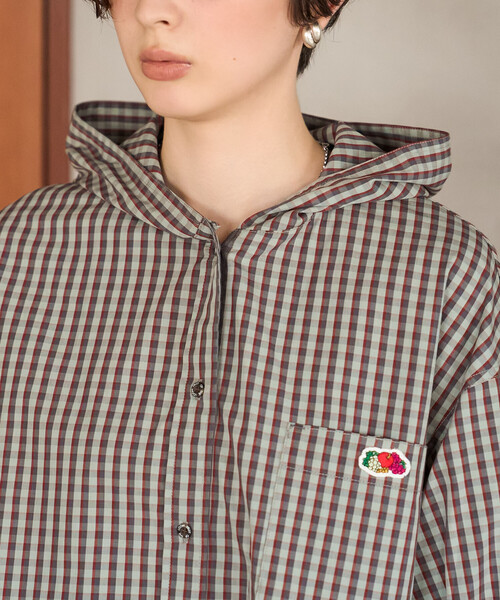 FREAK'S STORE(フリークスストア)の「FRUIT OF THE LOOM×FREAK'S STORE/フルーツオブザルーム 別注 フード付きシャツ/チェックシャツ(シャツ/ブラウス・レディース・ブラック/ブラウン/ブルー・フリ-)」の4枚目の写真
