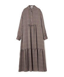 セール】コートペイントフラワープリント シャーリングワンピース