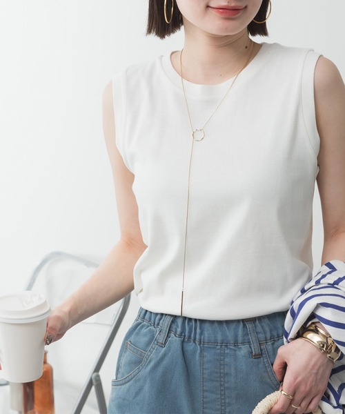 ElegChic(エレグシック)の「ラウンドネックノースリーブトップ(タンクトップ・レディース・ブラック/オフホワイト/カーキ/チャコールグレー/グレイッシュベージュ/杢グレー・4L/XXL/XL/L/M)」の3枚目の写真