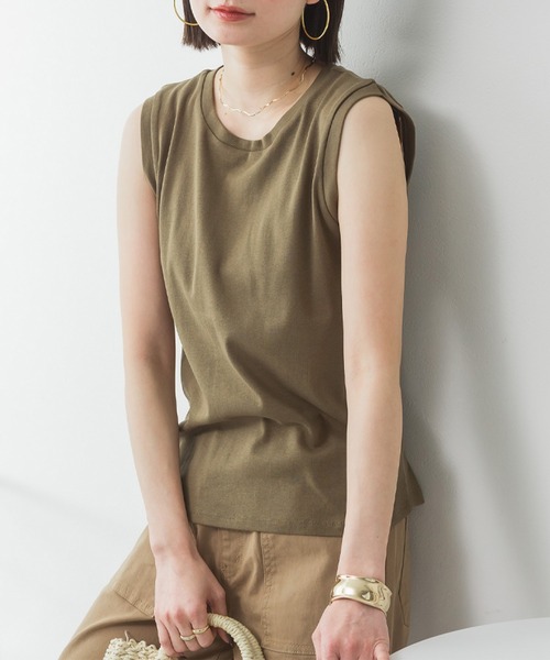 ElegChic(エレグシック)の「ラウンドネックノースリーブトップ(タンクトップ・レディース・ブラック/オフホワイト/カーキ/チャコールグレー/グレイッシュベージュ/杢グレー・4L/XXL/XL/L/M)」の2枚目の写真