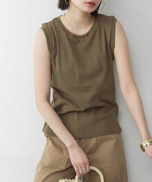 ElegChic(エレグシック)の「ラウンドネックノースリーブトップ(タンクトップ・レディース・ブラック/オフホワイト/カーキ/チャコールグレー/グレイッシュベージュ/杢グレー・4L/XXL/XL/L/M)」の9枚目の写真