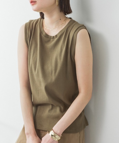 ElegChic(エレグシック)の「ラウンドネックノースリーブトップ(タンクトップ・レディース・ブラック/オフホワイト/カーキ/チャコールグレー/グレイッシュベージュ/杢グレー・4L/XXL/XL/L/M)」の10枚目の写真