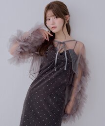REVIVAL【SALON by Chico】配色シアーリボンベロアワンピース