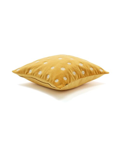 EMBフラワー クッションカバー 450×450 イエロー（A-036）（クッション
