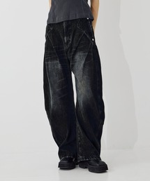 over dye curved denim