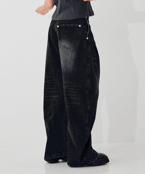 CONZ(コンズ)の「over dye curved denim(デニムパンツ・レディース・ブルー/ブラック・1/3/2)」の10枚目の写真