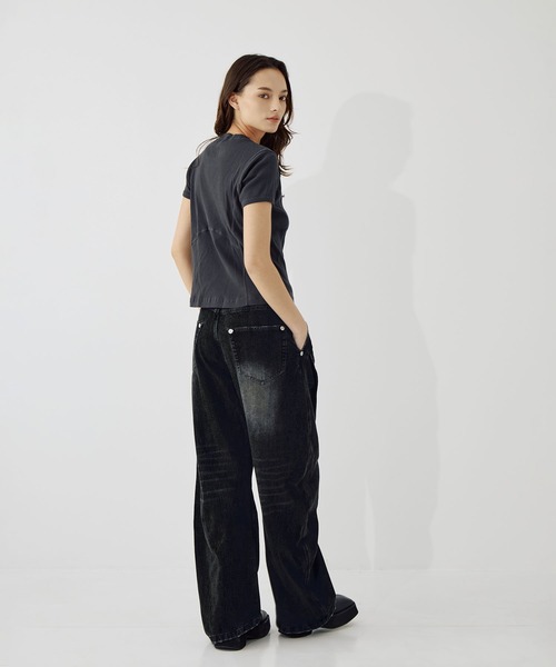CONZ(コンズ)の「over dye curved denim(デニムパンツ・レディース・ブルー/ブラック・1/3/2)」の13枚目の写真