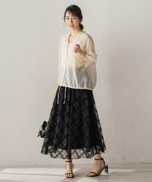 Droite lautreamont(ドロワットロートレアモン)の「フロッキーチェックスカート(スカート・レディース・チャコールグレー/ブラック・M)」の20枚目の写真