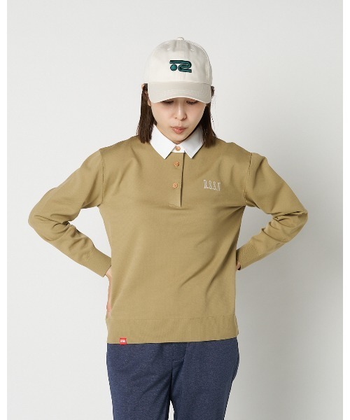 ROSASEN(ロサーセン)の「【Rosasen/GOLF】 ライトポリ エリ付きニット(ニット/セーター・レディース・ワインレッド/ベージュ・42/40)」の6枚目の写真