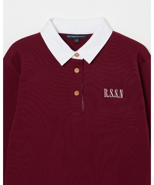 ROSASEN(ロサーセン)の「【Rosasen/GOLF】 ライトポリ エリ付きニット(ニット/セーター・レディース・ワインレッド/ベージュ・42/40)」の9枚目の写真