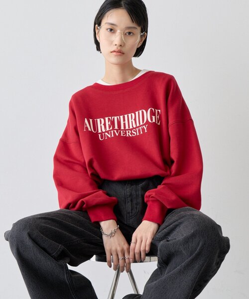 CIAOPANIC TYPY(チャオパニックティピー)の「∴カレッジロゴサイドスリットオーバースウェット(Tシャツ/カットソー・レディース・グレー/オフホワイト/ブラウン/チャコールグレー/レッド/グリーン・ONE SIZE)」の6枚目の写真