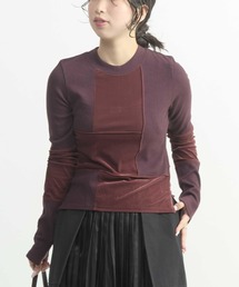【HL】PATCHWORK VELOR RIB TOP
