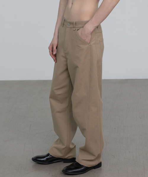 DECOROSO（デコローゾ）の「バックサテン セミカーブドパンツ [ベージュ]（その他パンツ・メンズ・その他・MEDIUM/LARGE/X-LARGE）」の3枚目の写真