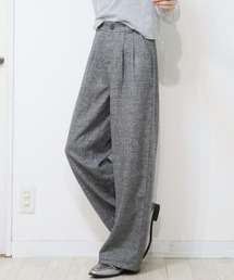 大人のトラッドスタイルにハマる!ツィードタッチチェック柄タックワイドパンツ