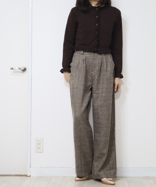 DISKEEN SURE(ディスキーンシュアー)の「大人のトラッドスタイルにハマる!ツィードタッチチェック柄タックワイドパンツ(その他パンツ・レディース・モカ/グレー・M/L)」の13枚目の写真