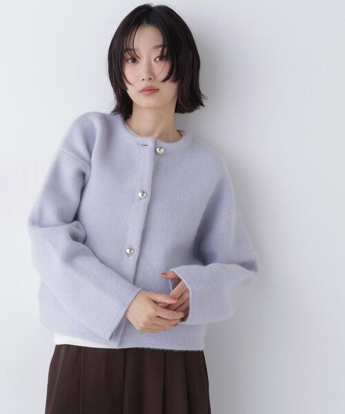 NATURAL BEAUTY BASIC(ナチュラルビューティーベーシック)の「接結ニットジャケット(カーディガン/ボレロ・レディース・グレー系その他/ホワイト系その他/パープル系その他・FREE)」の3枚目の写真