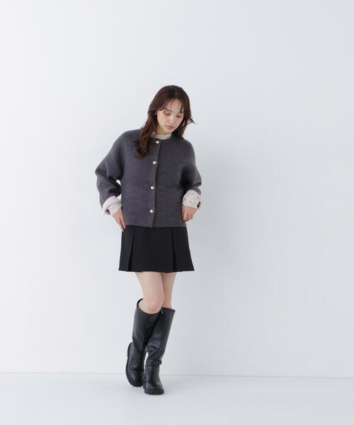 NATURAL BEAUTY BASIC(ナチュラルビューティーベーシック)の「接結ニットジャケット(カーディガン/ボレロ・レディース・グレー系その他/ホワイト系その他/パープル系その他・FREE)」の4枚目の写真
