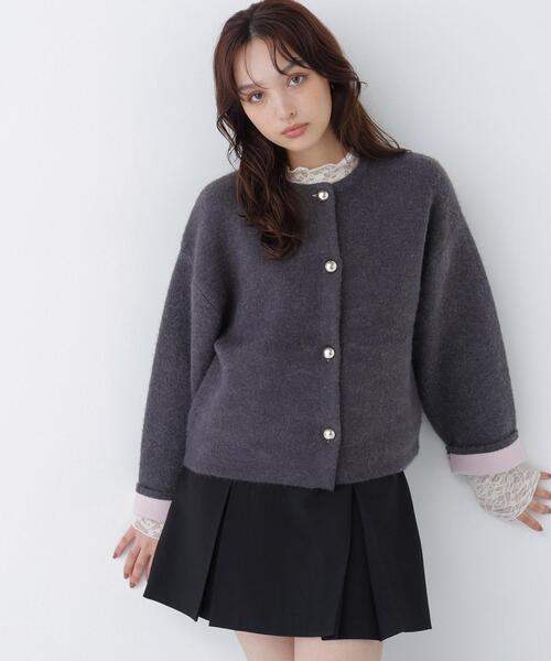 NATURAL BEAUTY BASIC(ナチュラルビューティーベーシック)の「接結ニットジャケット(カーディガン/ボレロ・レディース・グレー系その他/ホワイト系その他/パープル系その他・FREE)」の5枚目の写真