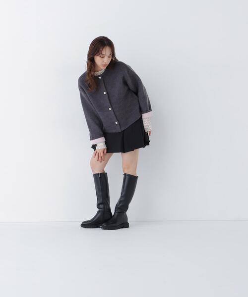 NATURAL BEAUTY BASIC(ナチュラルビューティーベーシック)の「接結ニットジャケット(カーディガン/ボレロ・レディース・グレー系その他/ホワイト系その他/パープル系その他・FREE)」の6枚目の写真