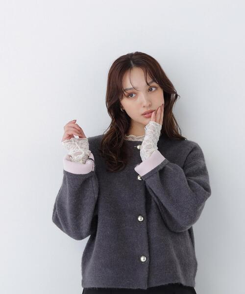 NATURAL BEAUTY BASIC(ナチュラルビューティーベーシック)の「接結ニットジャケット(カーディガン/ボレロ・レディース・グレー系その他/ホワイト系その他/パープル系その他・FREE)」の7枚目の写真