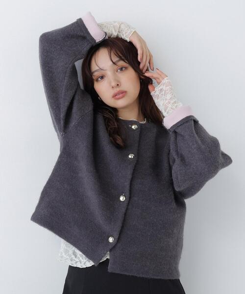 NATURAL BEAUTY BASIC(ナチュラルビューティーベーシック)の「接結ニットジャケット(カーディガン/ボレロ・レディース・グレー系その他/ホワイト系その他/パープル系その他・FREE)」の9枚目の写真