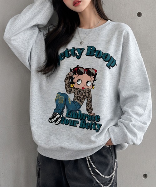 GLAMOROUS JANE（グラマラスジェーン）の「BETTY BOOPプリントオーバーサイズトレーナー（スウェット・レディース・レッド/杢グレー/ブラック・FREE）」の14枚目の写真