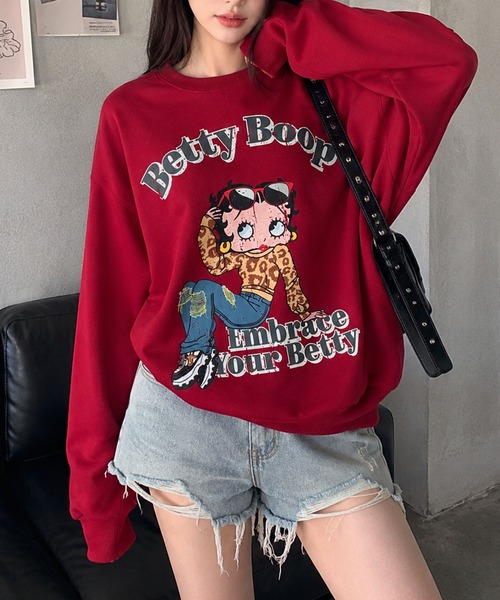 GLAMOROUS JANE（グラマラスジェーン）の「BETTY BOOPプリントオーバーサイズトレーナー（スウェット・レディース・レッド/杢グレー/ブラック・FREE）」の21枚目の写真