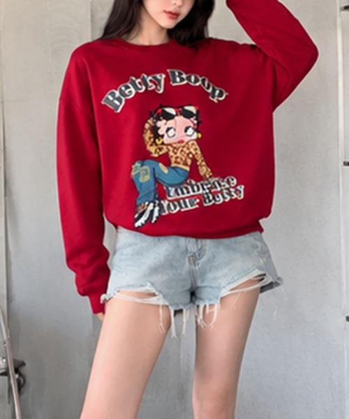 GLAMOROUS JANE（グラマラスジェーン）の「BETTY BOOPプリントオーバーサイズトレーナー（スウェット・レディース・レッド/杢グレー/ブラック・FREE）」の11枚目の写真