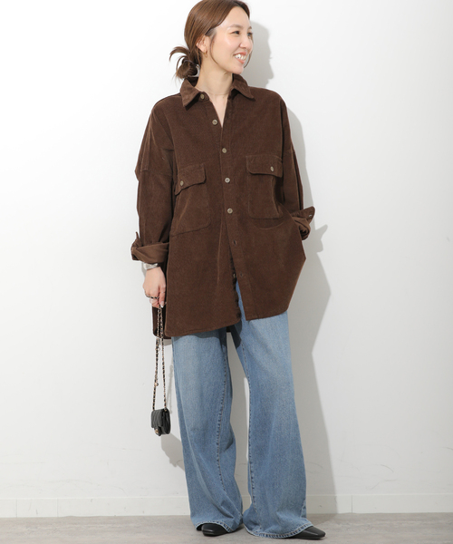 JOURNAL STANDARD relume(ジャーナルスタンダード レリューム)の「【LANCER/ランサー】 コーデュロイビッグシャツ(シャツ/ブラウス・レディース・ブラウン/ホワイト・MEDIUM)」の10枚目の写真