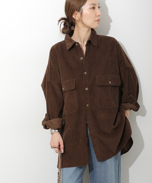 JOURNAL STANDARD relume(ジャーナルスタンダード レリューム)の「【LANCER/ランサー】 コーデュロイビッグシャツ(シャツ/ブラウス・レディース・ブラウン/ホワイト・MEDIUM)」の12枚目の写真