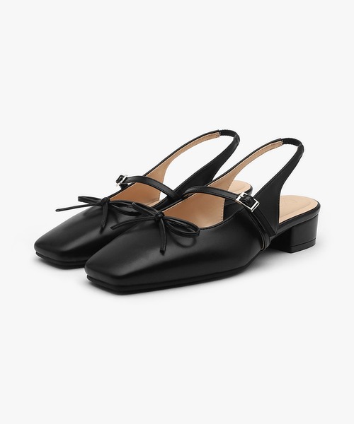 SAPPUN(サプン)の「Lemar(レマー)リボンスリングバックフラットパンプス(220-65104)SAPPUN(サプン)(パンプス・レディース・ブラック/ベージュ・24.5/24/23.5/23/22.5)」の1枚目の写真