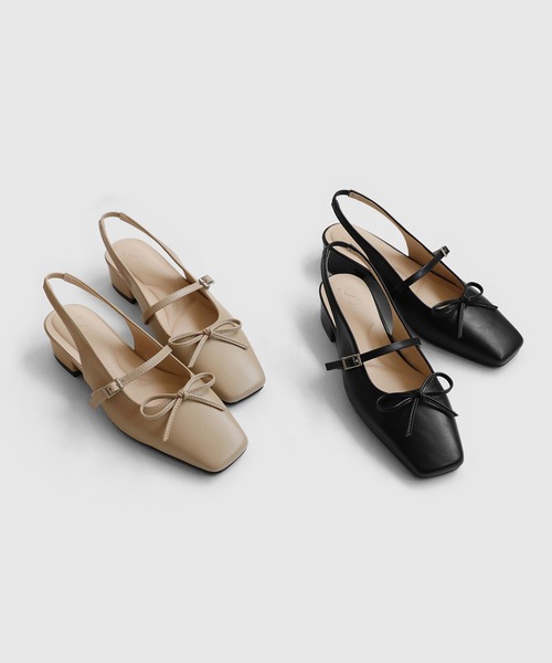 SAPPUN(サプン)の「Lemar(レマー)リボンスリングバックフラットパンプス(220-65104)SAPPUN(サプン)(パンプス・レディース・ブラック/ベージュ・24.5/24/23.5/23/22.5)」の3枚目の写真