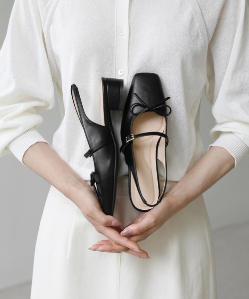 SAPPUN(サプン)の「Lemar(レマー)リボンスリングバックフラットパンプス(220-65104)SAPPUN(サプン)(パンプス・レディース・ブラック/ベージュ・24.5/24/23.5/23/22.5)」の6枚目の写真