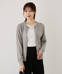 ビジューボタンクルーネックカーディガン